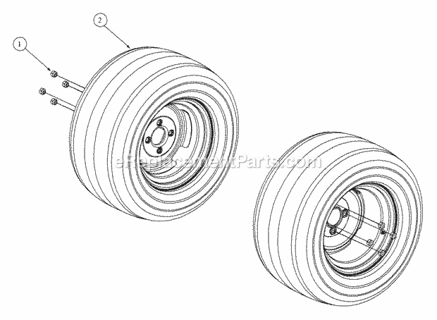 48" Wheel Assembly Diagram and Parts List for 3648 53AB5D4M100 Cub Cadet Lawn Mower
